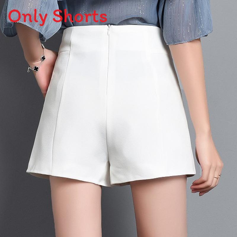 Summer High Waist Black Shorts With Stretch Polyester For Casual Women
