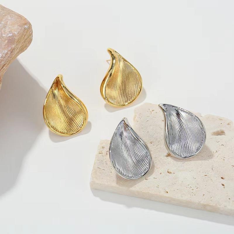 Vintage Luxury Water Drop Stud Earrings For Women Retro French Versatile Simple Ear Jewelry