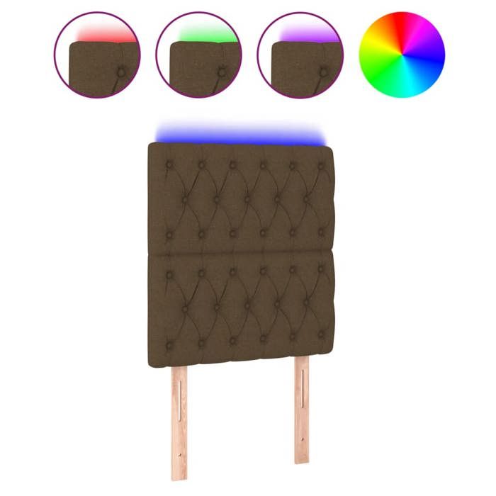 VidaXL Tête de Lit à LED Meuble de Chambre à Coucher Accessoire de Lit Simple Tête de Cadre de Lit Intérieur Marron Foncé 3122737