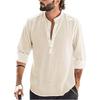 Men's Long Sleeve Loose Casual Standing Collar Shirt Solid Color Pullover Top