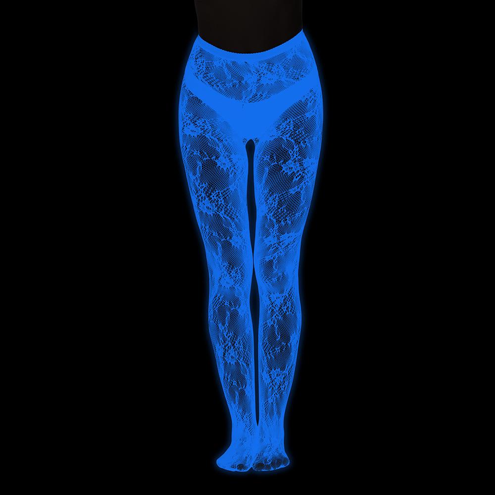 Night luminous leggings blue light pantyhose lace hollow luminous fishnet socks fluorescent sexy jacquard socks