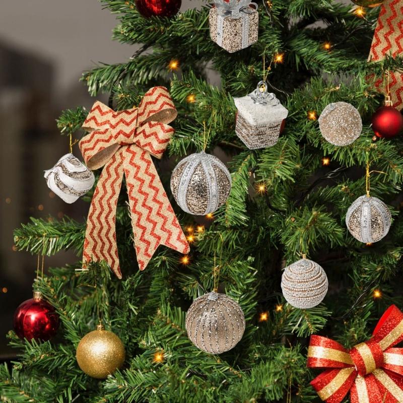 8Pcs Glittering Christmas Ball Ornament Shatterproof Decorative Baubles Christmas Tree Decorations For Wreath Door Wall