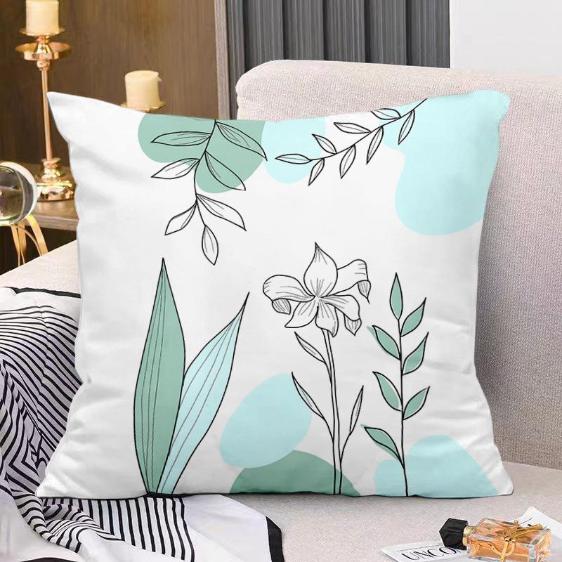 Artistic Floral Print Decorative Pillowcase Bedroom Living Room Square Cushion Pillowcase