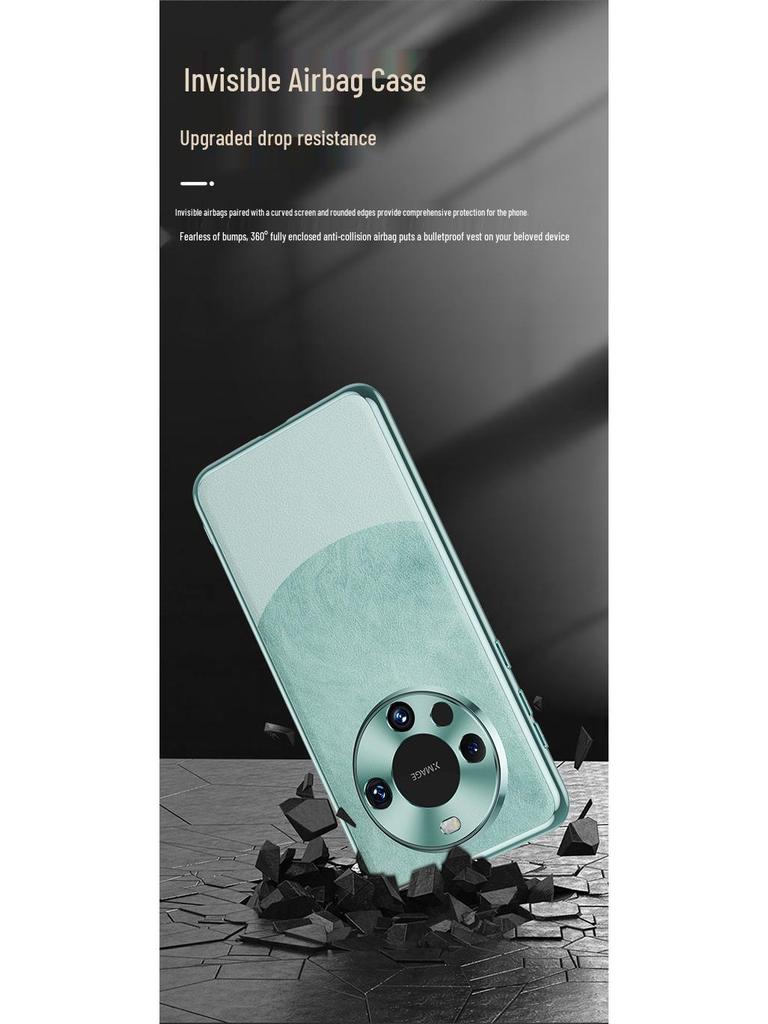 Huawei Mate60 Pro Protective Leather Case - Drop-Proof, Plain Design