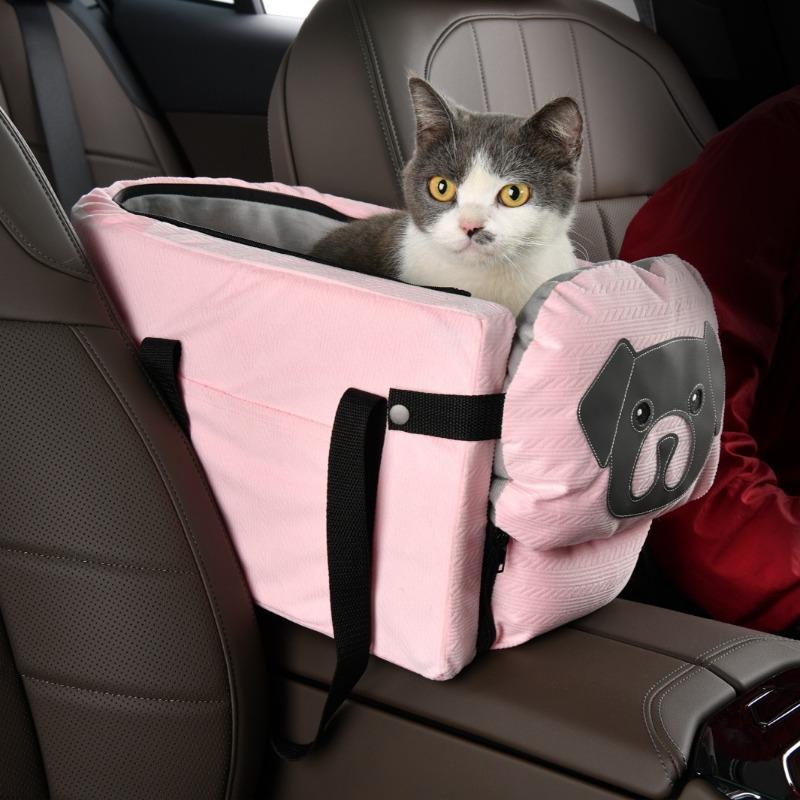 Front Seat Car Dog Bed Removable and Washable Center Console Car Travel Safety Seat for Cat Small Dog Travel Carrier Bag