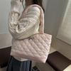 2025 autumn new trendy fashion large capacity diamond solid color tote bag women's popular shoulder messenger bag
