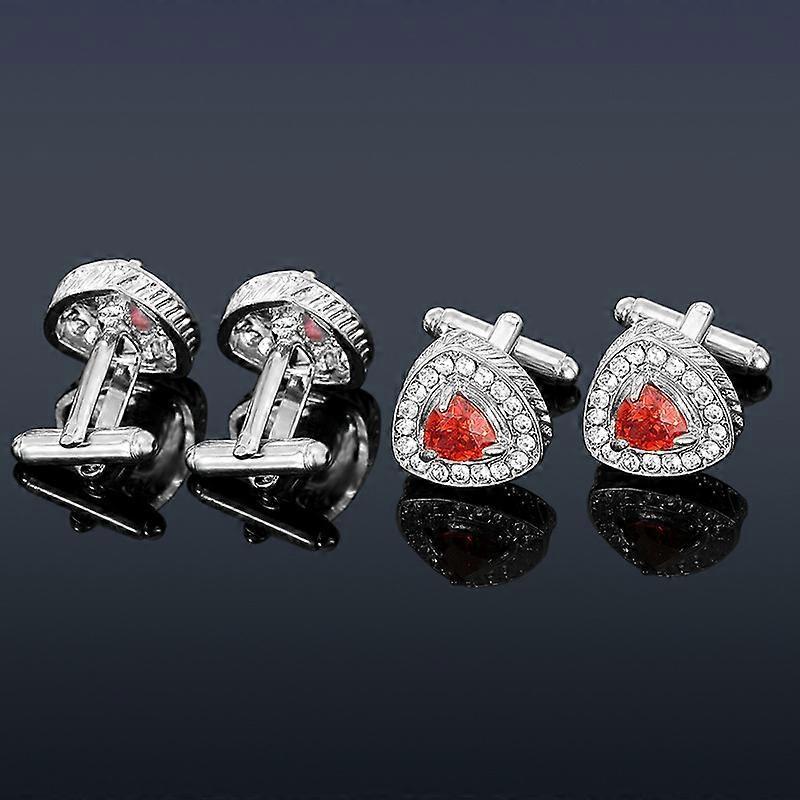 High-end French triangular alloy cufflinks with zircon inlay, men's micro-diamond suit shirt cufflinks, alloy accessories