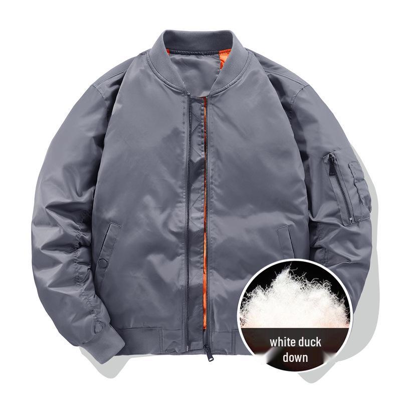 Men's Winter MA1 Bomber Jacket: Short, Thickened, Plus Size, Trendy Baseball Uniform Style.