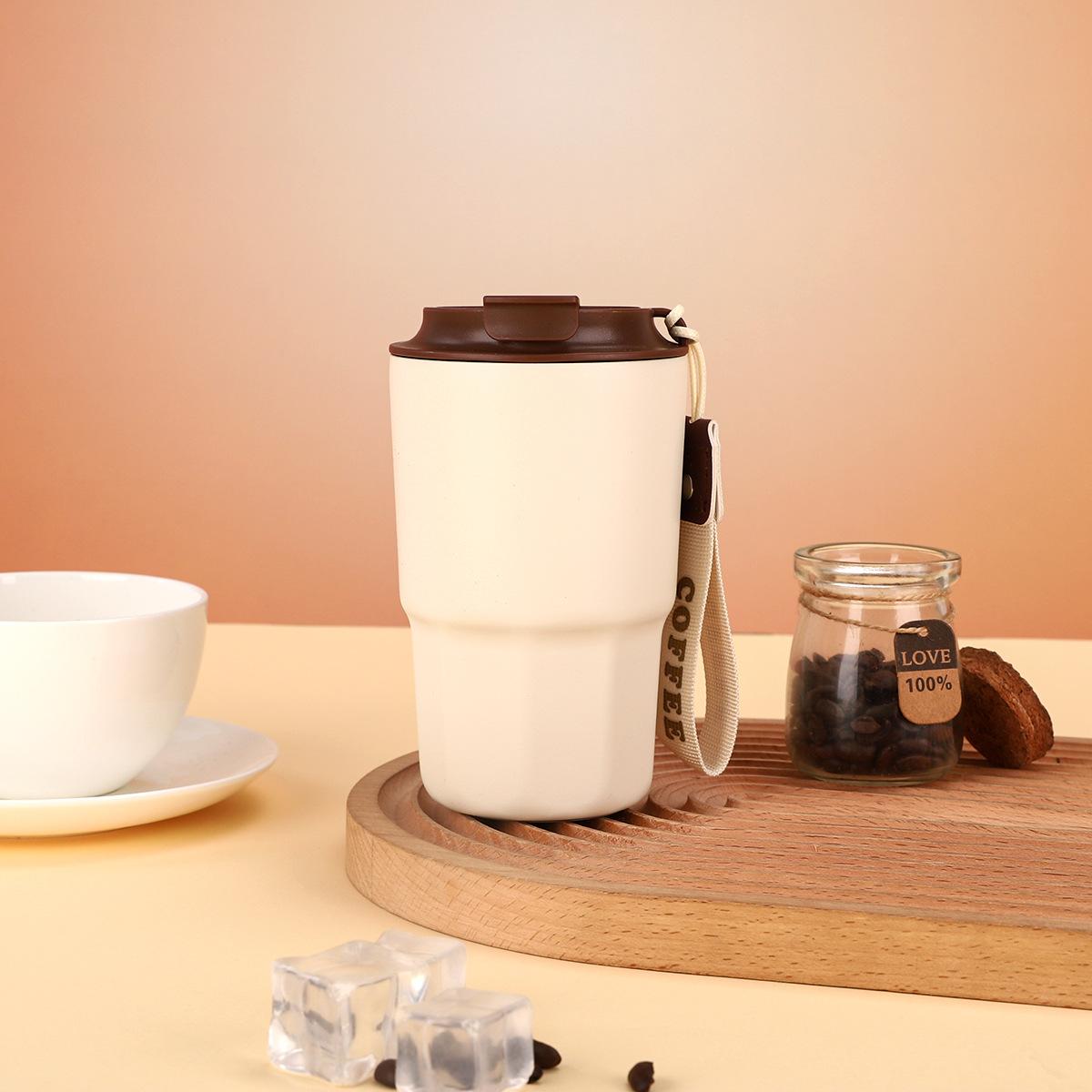 

Новая восьмиугольная кофейная чашка из нержавеющей стали с двойным слоем вакуума будет перевозить сопровождающую чашку веревочную машину 450ML