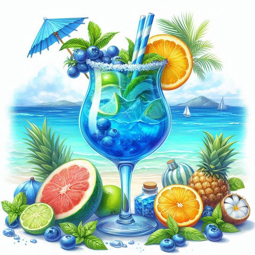 Summer Beach 5D DIY Full Drill Round Diamond Painting Kit for Home Wall Decor