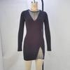 Chic European & American Spring/Autumn Women's Dress: Sleek, Sexy, Bodycon Hip Skirt with Long Sleeves for Nightclub Wear
