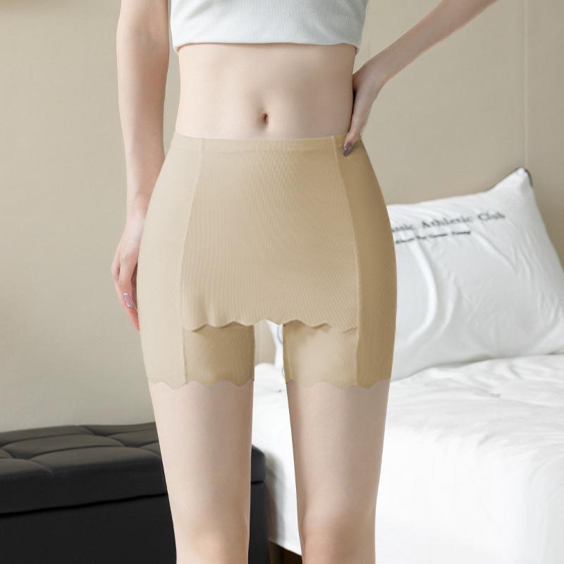 

Женские бесшовные защитные шорты из ледяного шелка - Двухслойные, Защита от просвечивания, Не скатывающийся край, Летний тонкий базовый слой M (88-110 lbs) бежевый