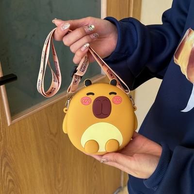 Super Fire Cute Cute Kapibara Change Bag Cartoon Round Small Capybara Silicone Bag Children's Foreign Style Messenger Bag
