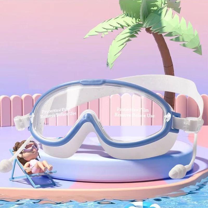 Swimming Goggles Large Frame Swimming Goggles Large Frame Hd Wide-Angle Anti-Fog Uv Protection Child Swimming Goggles No Leakage