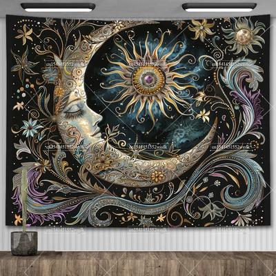 Tarot Goblen İskandinav Çiçek Serisi Oda Arka Plan Bezi Ay Evresi Duvara Asılı Goblenler Oturma Odası Yatak Odası Sunak Örtüleri