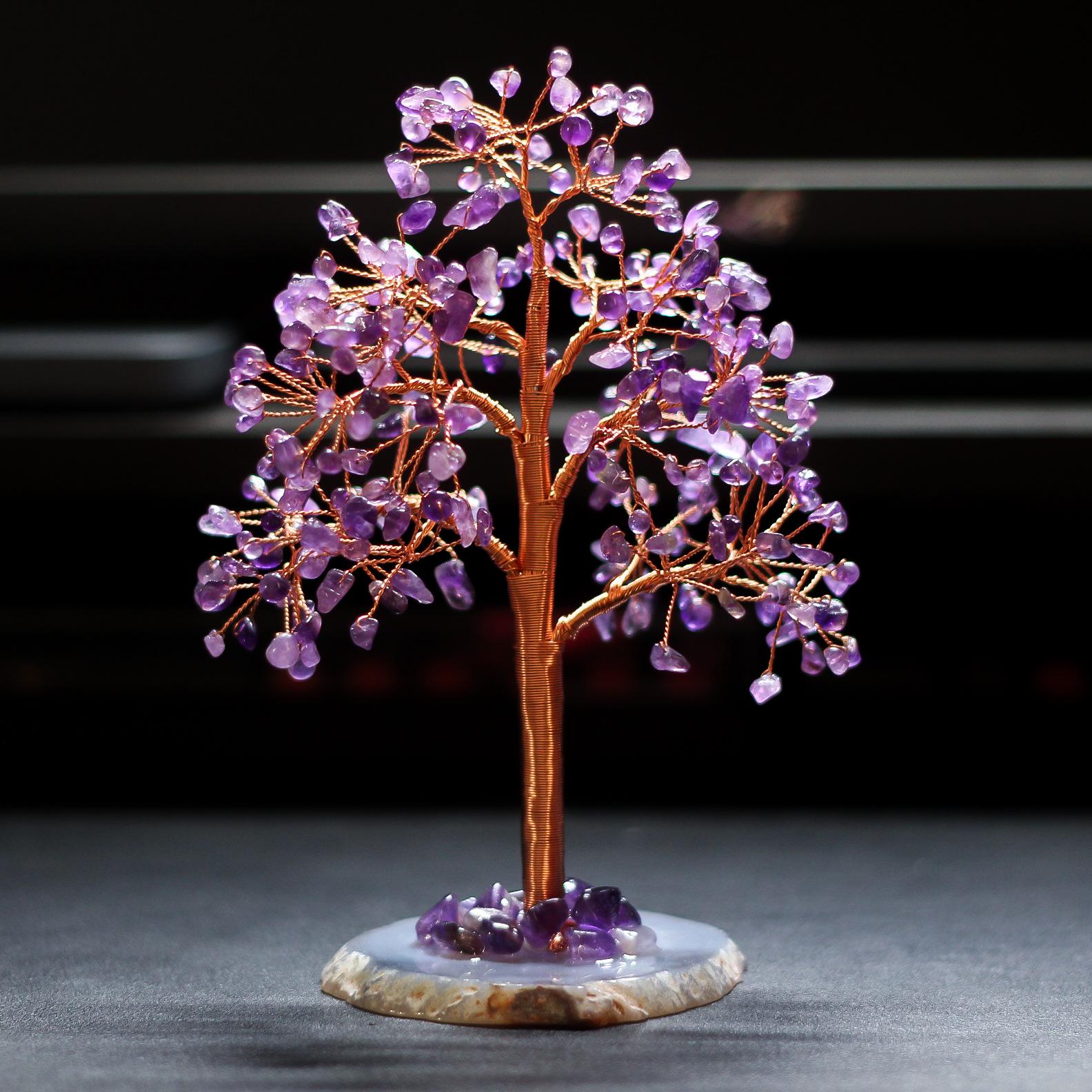 Amethyst Crystal Money Tree Ornament - Handcrafted Home & Office Décor Gift