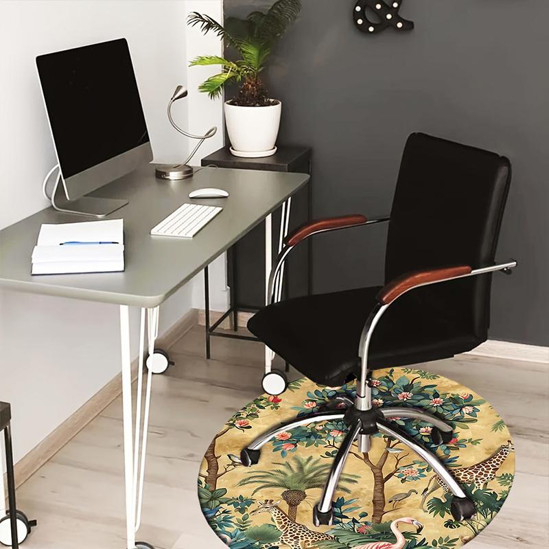 1 Stück Dschungeltiere Rutschfester Runder Teppichboden, Büro, Familie, Schlafzimmer, Großer Teppich Innen teppiche, Langlebiges Polyester-L0346