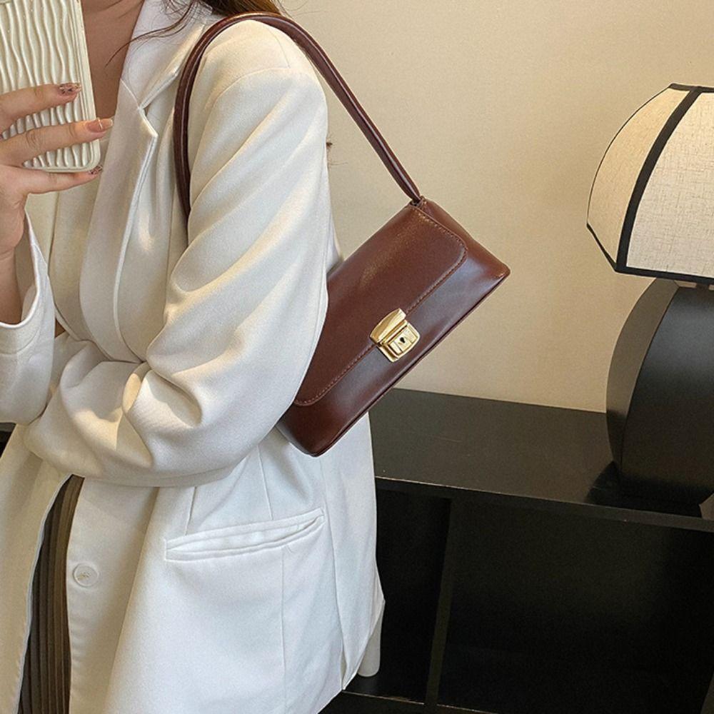 Handbag French Stick Bag Large Capacity PU Leather Shoulder Bag Simple Underarm Bag  Girls