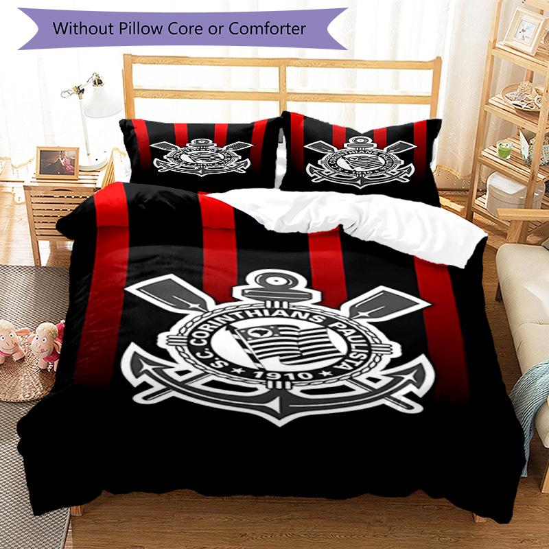 Sport Club Football Crest Printed Pattern Duvet Cover Set – Includes 1 Duvet Cover and 2 Matching Pillowcases Bedroom Decor Christmas Gifts