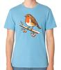 Robin On Branch In Snow T-Shirt Santa Xmas Bird Top Merry Christmas Tee