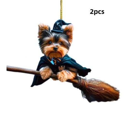 Płaska Akrylowa Ozdoba Wisząca do Samochodu 2D - Słodki Wzór Psa Cienka Lekka Dekoracja Brelok