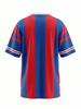 Retro ENGLAND Style 00 Print Color Block Striped T-Shirt Red Blue Vertical Stripe Loose Sporty Jersey Summer Casual Tops Tee Y2k