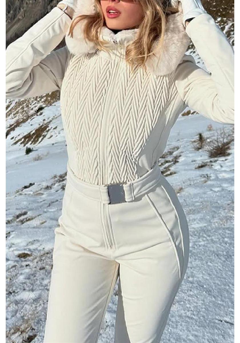 

Women s Winter Ski Jumpsuit with Fur Collar and Hood Large