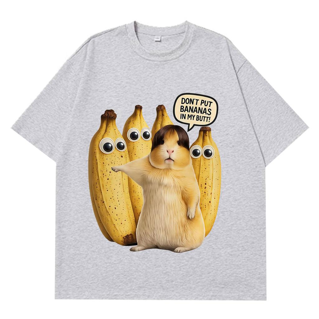 Funny Hamster Banana Animal Meme Graphic T Shirt Unisex Unisex Hiphop Tshirt Summer Shortsleeved Loose Casual Cotton Tshirts