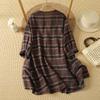 DIMANAF 2026 Summer New Plus Size Women T-Shirts Casual Blouse Shirts Lady Tops Tees Cotton Oversized Vintage Print Plaid