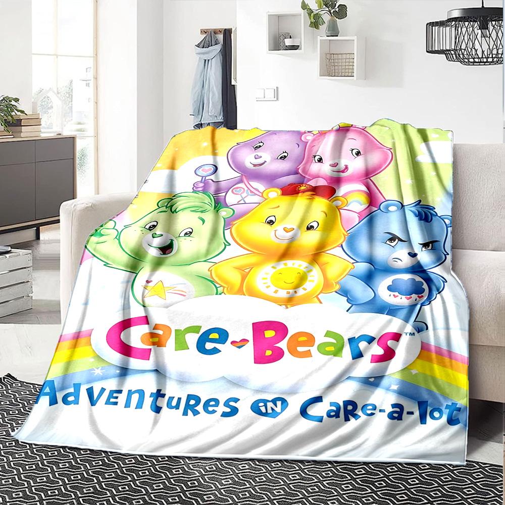 1pc Colorful Care Bears Collage flannel Blanket for Super Soft Cute Comfort Blanket for Travel Bedding Couch Sofa Blanket Y73036