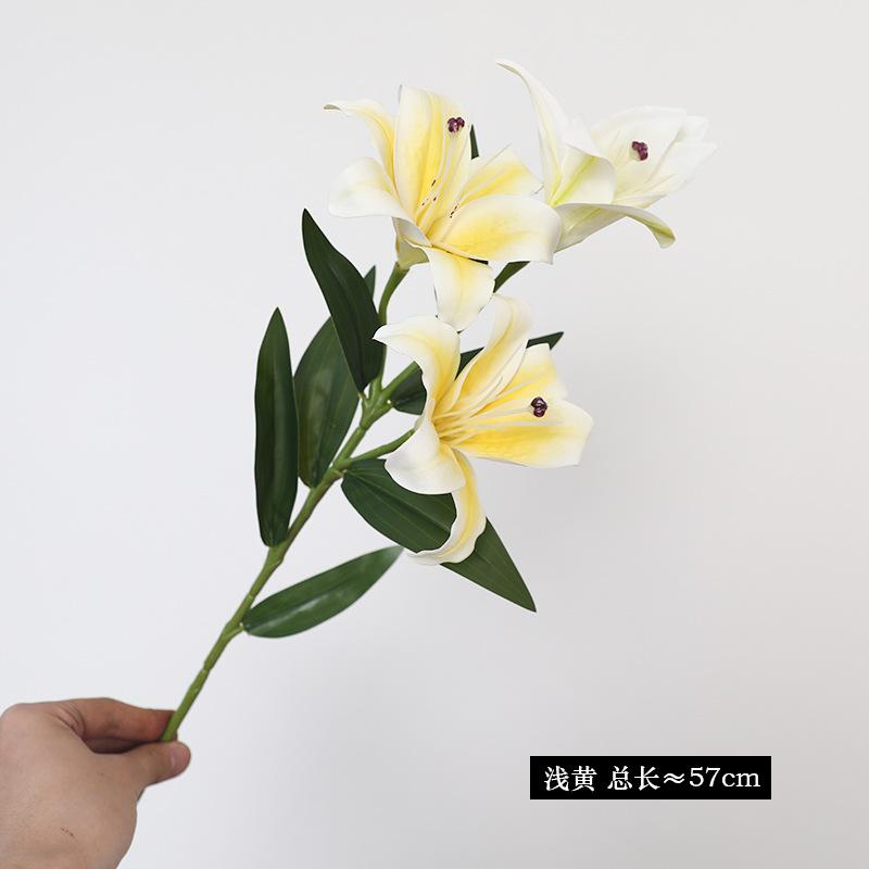 New high-luxury 3D small lily simulation flower, light luxury home decoration 3 lilies
