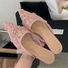 Mode Eilyken Mode Elegante Vierkante Lage Hakken Mule Dames Slippers Zomer Gezellige Mesh Ondiepe Puntige Neus Jurk Dames Schoenen