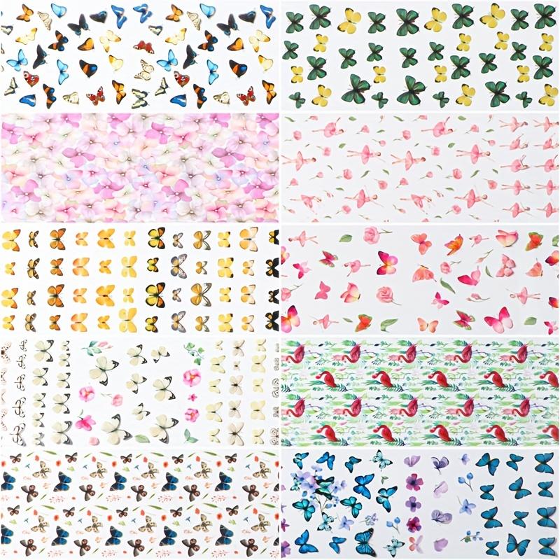 

Vibrant Butterfly & Floral Nail Art Transfer Stickers Set - Easy-to-Apply, Self-Adhesive Decals with Diverse Designs for Stunning Manicures