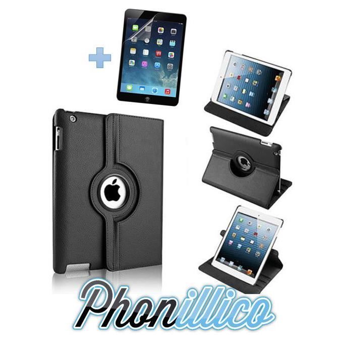 iPad Mini 1/2/3 Case - Phonillico - Black - 360 Multi-position Rigid - Plastic Film Included