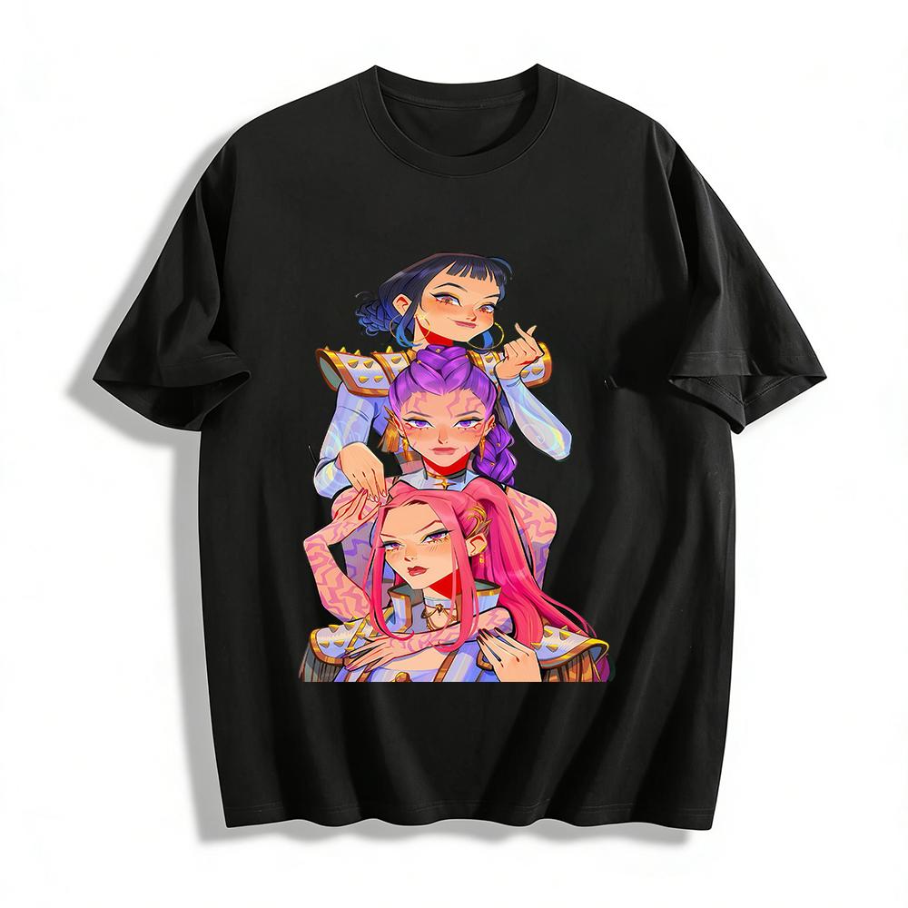 

Anime Girl Group Print Long Sleeve Top Trendy E-sports Style Loose Casual Unisex Tee Pure cotton T-shirt XXS