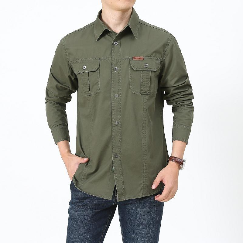 New Men's Long-sleeved Shirt for Spring and Autumn Trendy Cotton Casual Large-size Men's Shirt