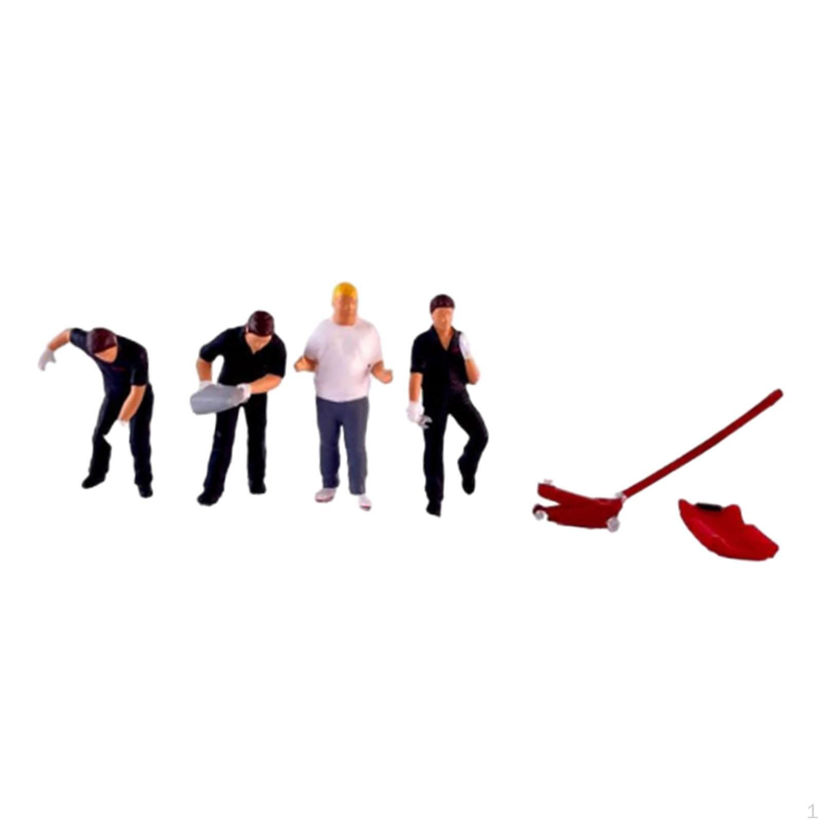 

4 шт., масштаб 1/64, диорама, фигурки уличных людей, модель хобби, смола, ручная роспись, миниатюрная сцена для чёрный