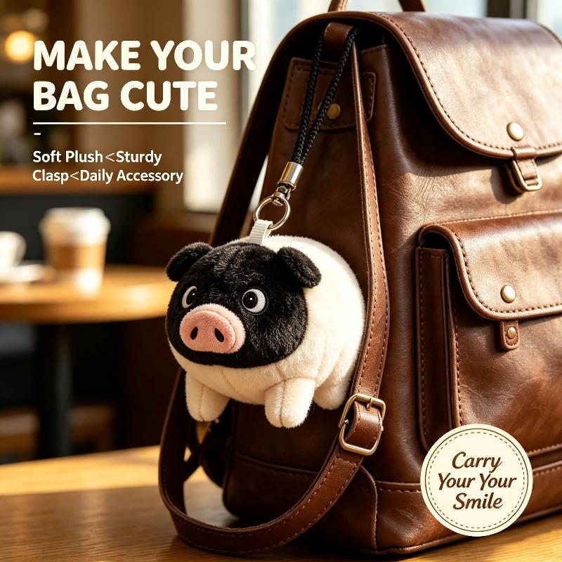 Cute Cartoon Plush Piggy Keychain – Adorable Bag Charm Cartoon Doll And Holiday Gift