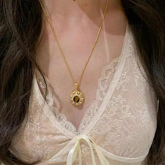 S925 Silver Tigeröga Vintage Filigran Halsband