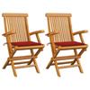 Day and Night - Day and Night Garden Chairs 2 Pcs Solid Teak Wood with Red Cushions
