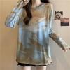 Thin Ice Silk Long Sleeve Sunscreen Hoodie for Women In Summer Large Size Fat Loose Slim Medium To Long Tie Dyeing Mesh Top