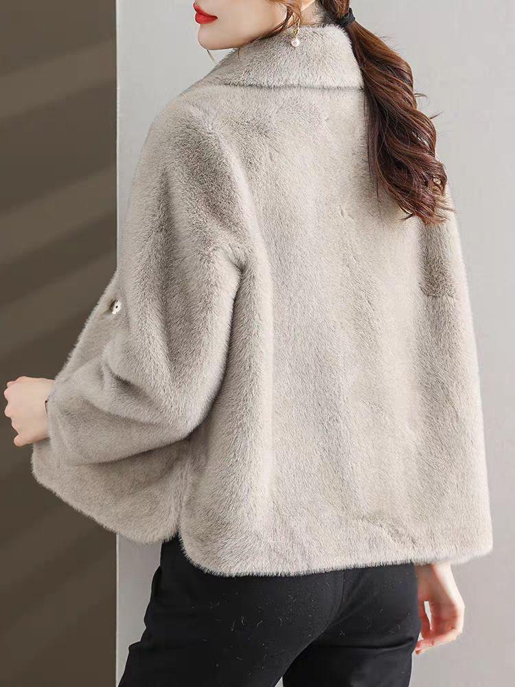 Middle-Aged & Elderly Women's Fur-Lined Mink Velvet Short Coat for Autumn/Winter