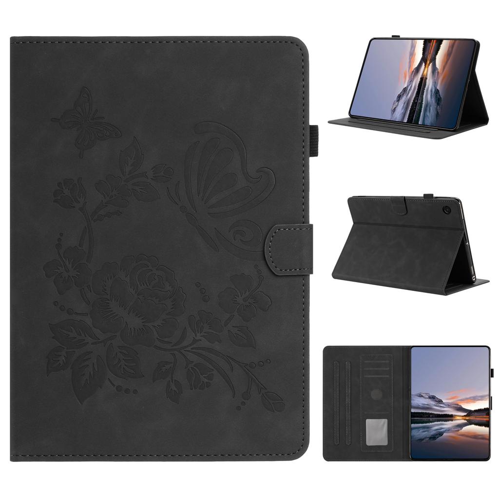 For Samsung Galaxy Tab A11/A9 Case Card Holder Stand Butterfly Floral Imprinted Leather Tablet Cover