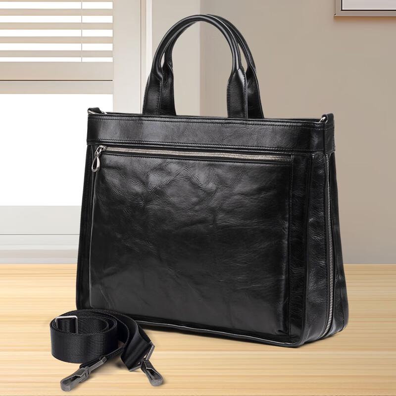 SCHWARZETIENNE Men's Genuine Leather Business Briefcase