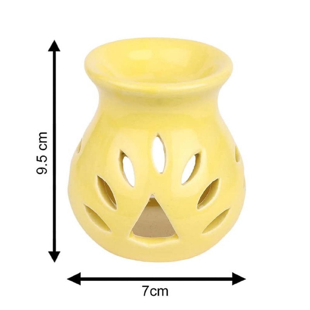 Aromabrenner aus Keramik | Duftdiffusor mit Kerzenfunktion, inklusive 1 Teelicht (Gelb ; 9.5Cm)