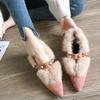 Fashion Trendy Fur Shoes Women's Autumn/winter Outerwear 2025 New Style Versatile Pointed Mid Heel Coarse Heel Shoe Hopping Bean Shoes