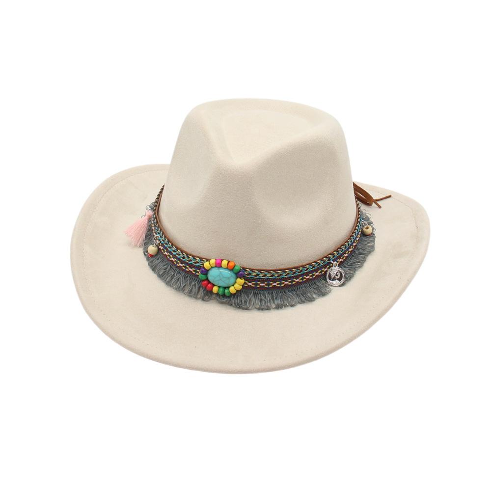 Ethnic Style Accessories Upturned Edge Felt Cowboy Hat Ethnic Style Suede Performance Dance Jazz Top Hat
