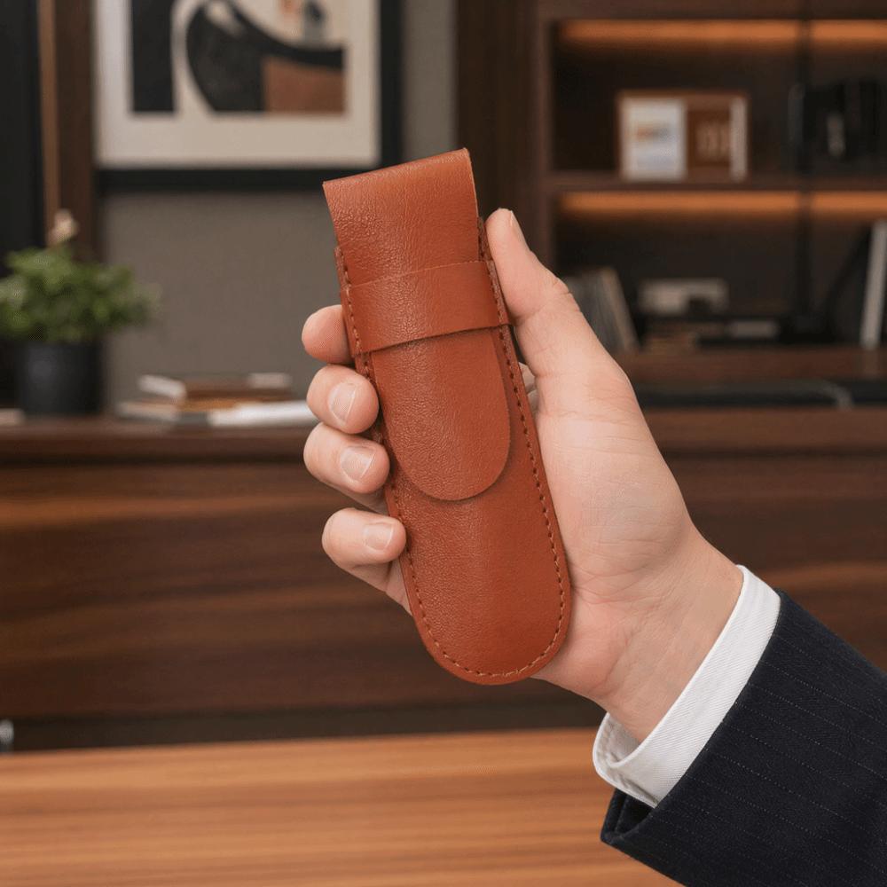 5pcs Brown Clipper Case PU Leather Protective Sheath Salon Use Trimmer Case  For Barber