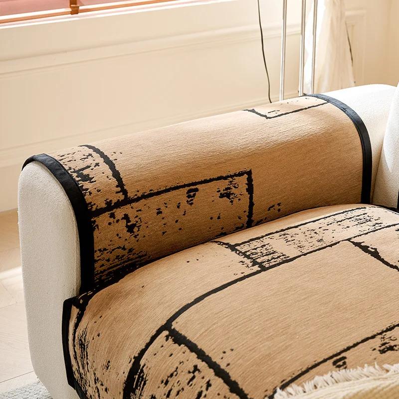 Chenille Geometry Sofa Cover Living Room Modern Non-slip Sofa Cushion Four Season Universal Couch Mat Thickened Protector Covers