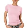 Womens Tops Trendy Basic Crew Neck Short Sleeve T Shirt Slim Fit Cute Crop Top Shirts Casual Women Summer Clothes